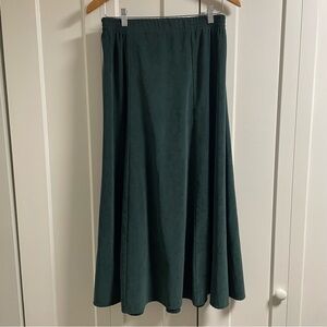 90s Degage Forest Green A Line Flare Maxi Skirt Sueded Size Large